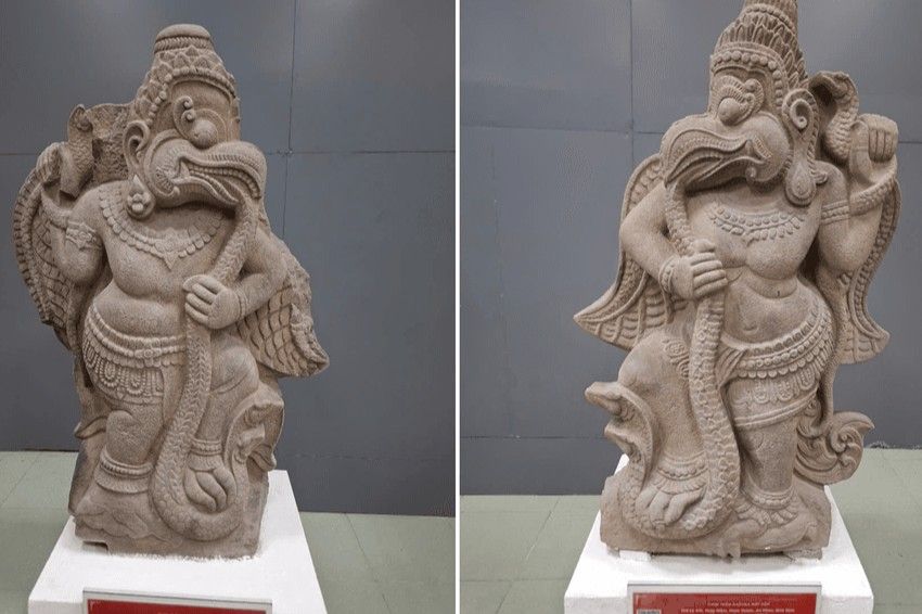 Cặp tượng Garuda diệt rắn - Đỉnh cao phong cách Tháp Mẫm