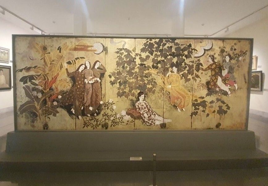 Bình phong sơn mài "Thiếu nữ và phong cảnh " - Một dấu son của mỹ thuật Việt Nam hiện đại