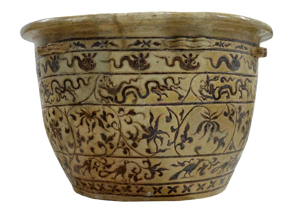 Thống gốm hoa nâu An Sinh